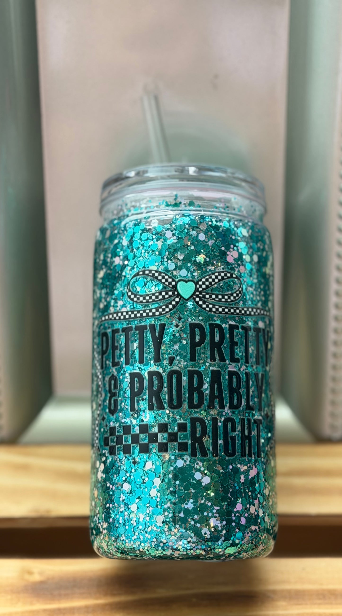 Petty, Pretty - Glitter snowglobe - 16oz Acrylic Tumbler
