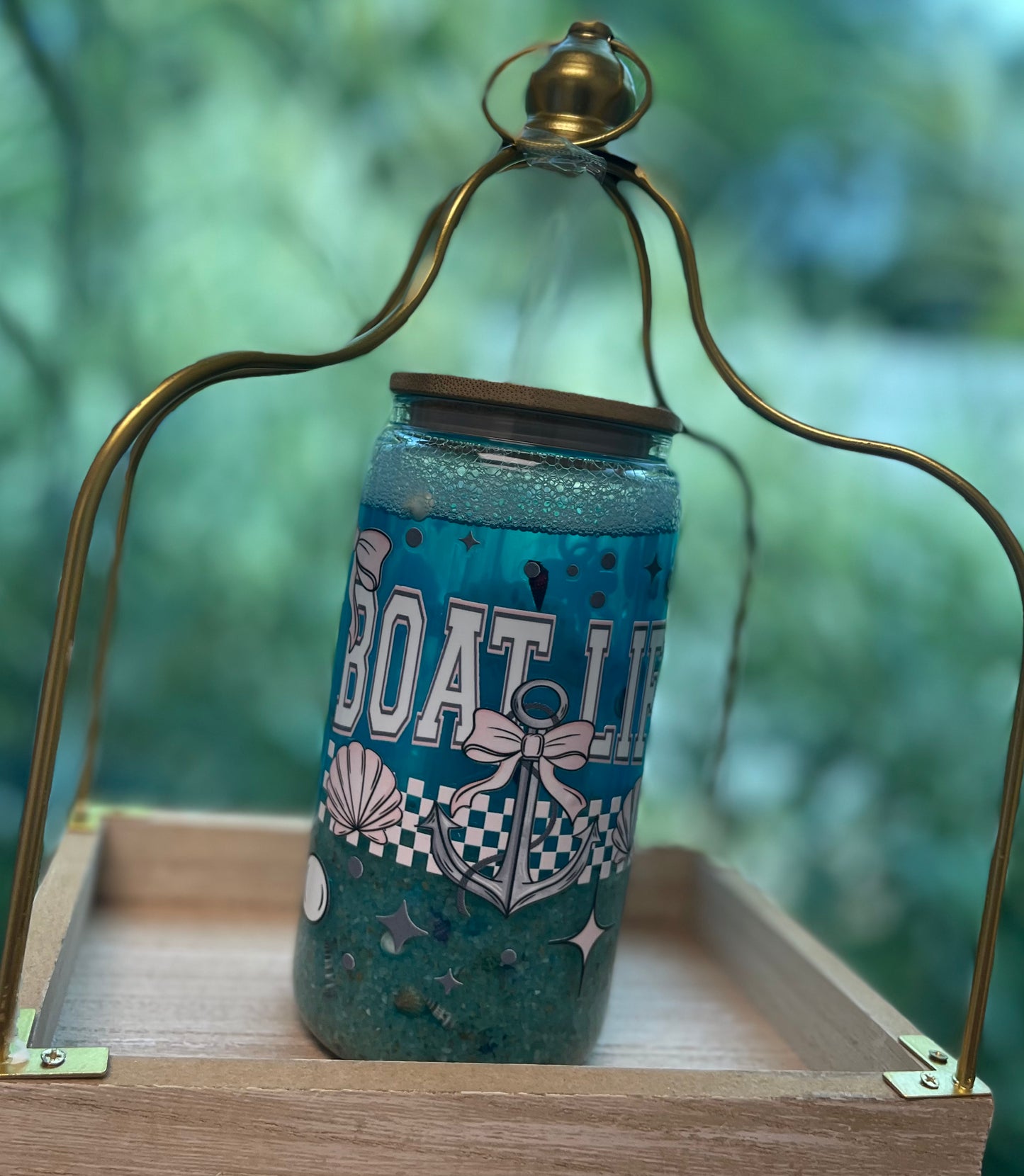 Boat Life - Beach snowglobe - 16oz Glass Tumbler