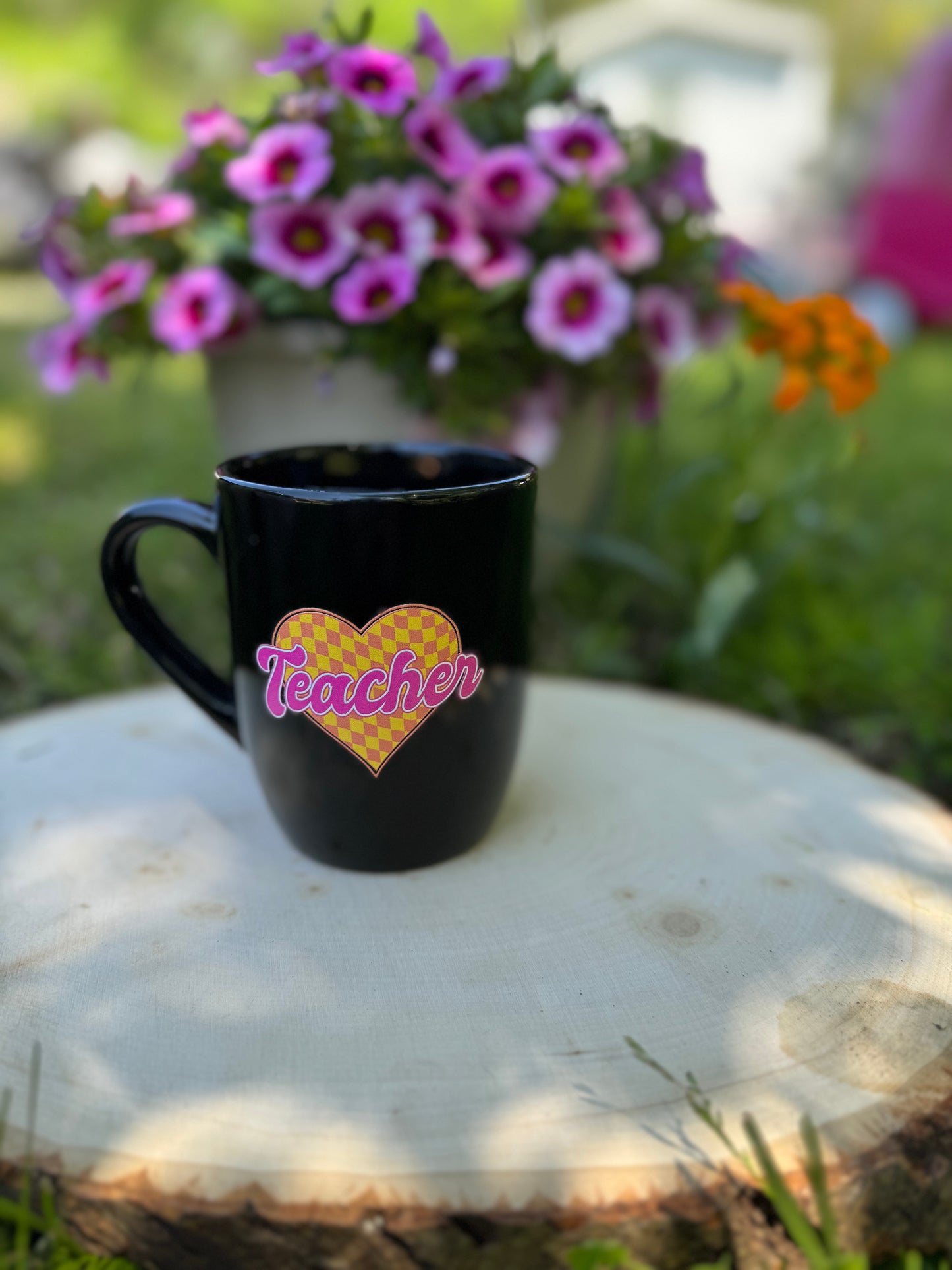 Checkered Heart Teacher - Ceramic Mug