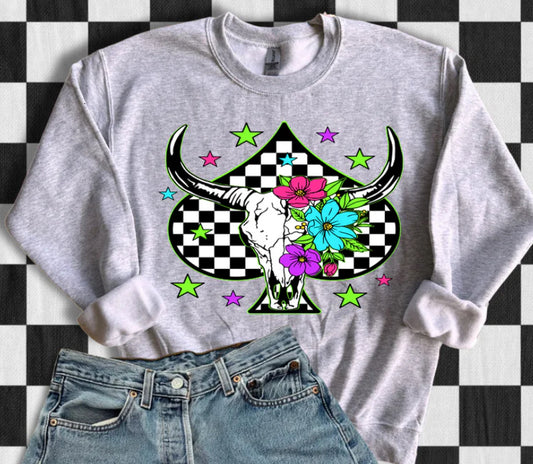 Checkered Skull Spade