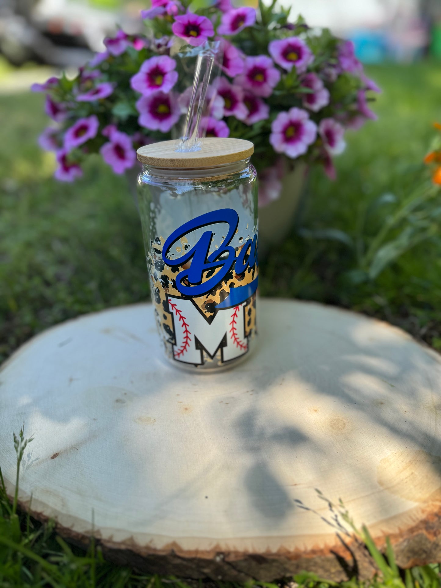 Baseball Mom - 16oz Glass Tumbler