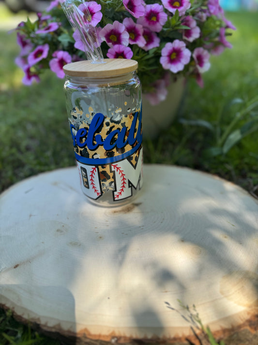 Baseball Mom - 16oz Glass Tumbler