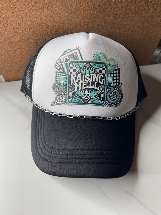 Raising Hell - B&W Trucker Hat