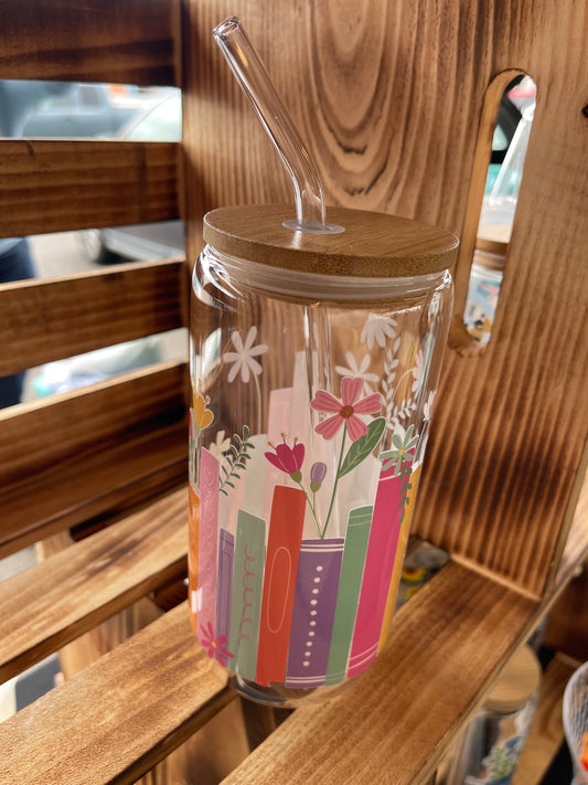 Books - 16oz Glass Tumbler