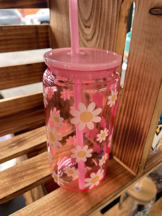 Pink Daisy - 16oz Plastic Tumbler