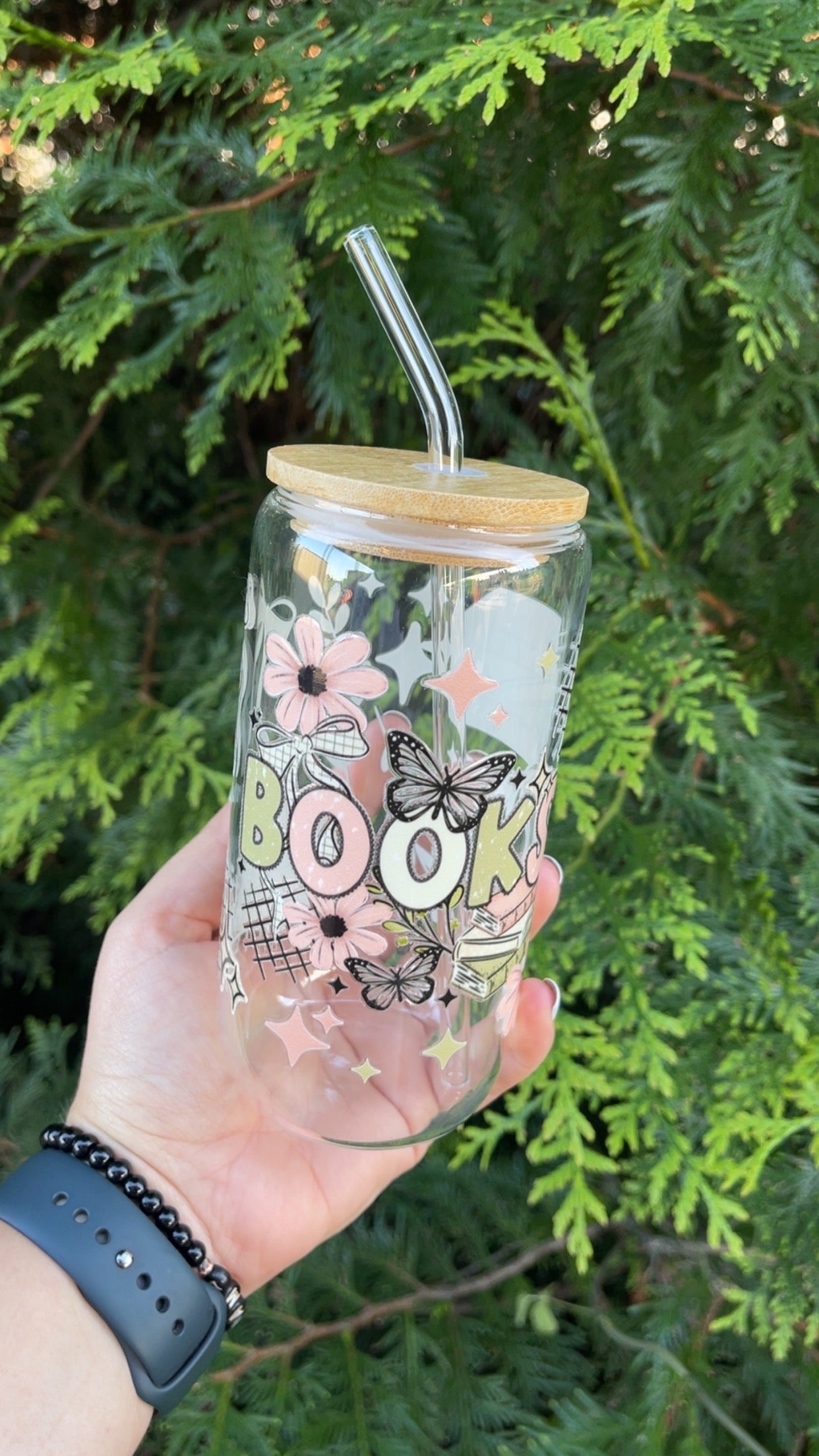 Boho books - 16oz Glass Tumbler